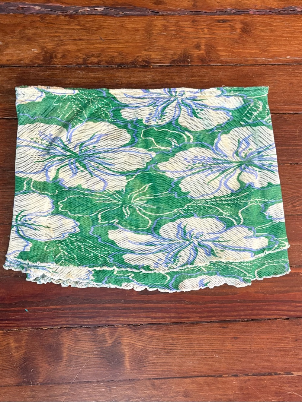 Free people green floral tube top strapless layered mesh size L - Picture 3 of 6